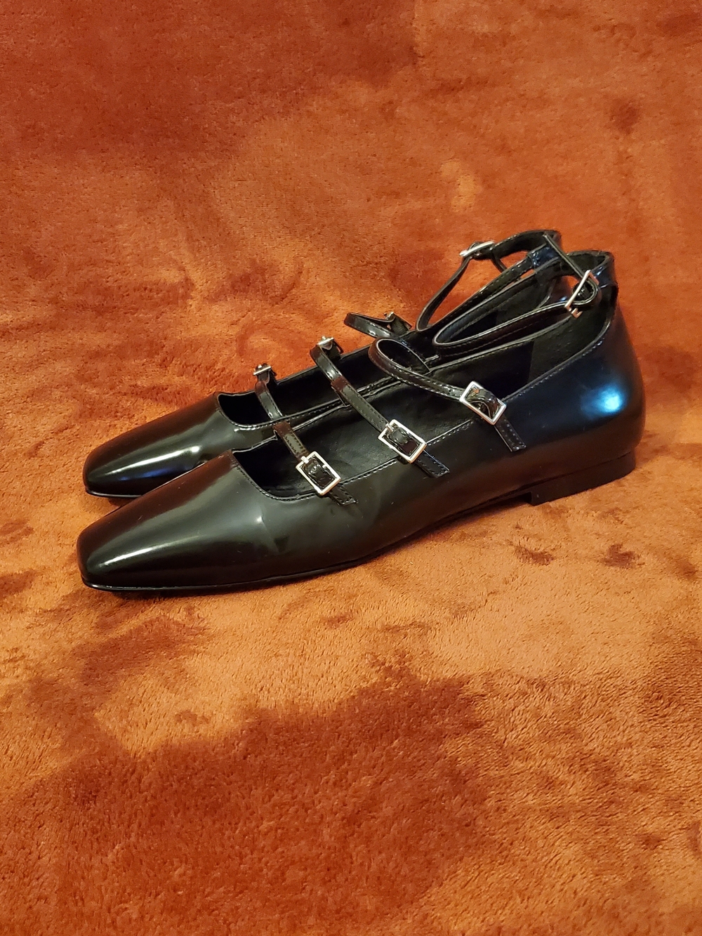 Women's Black Multi-Strap Mary Jane Loafers